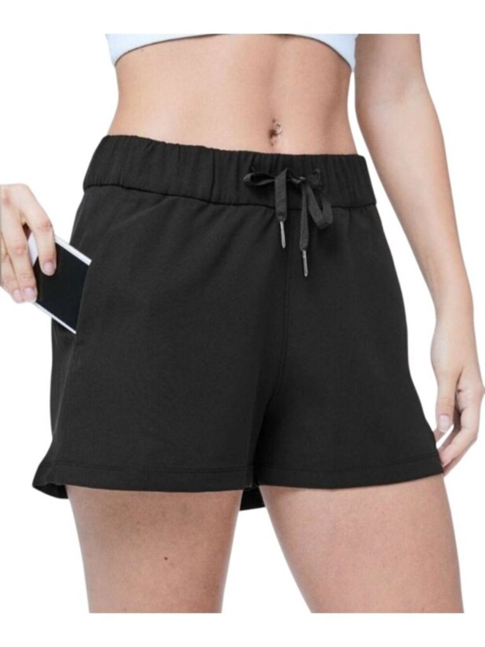 Lululemon Women's Size 8 On The Fly Short *2.5" Black Athletic Drawstring Waist